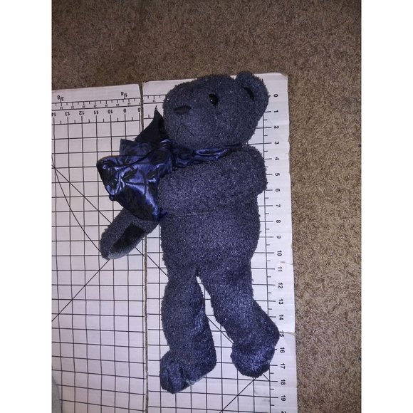 Dakin Applause Sapphire Bear Stuffed Plush Sparkle Blue Holiday Teddy Bear #5620 - Picture 7 of 7